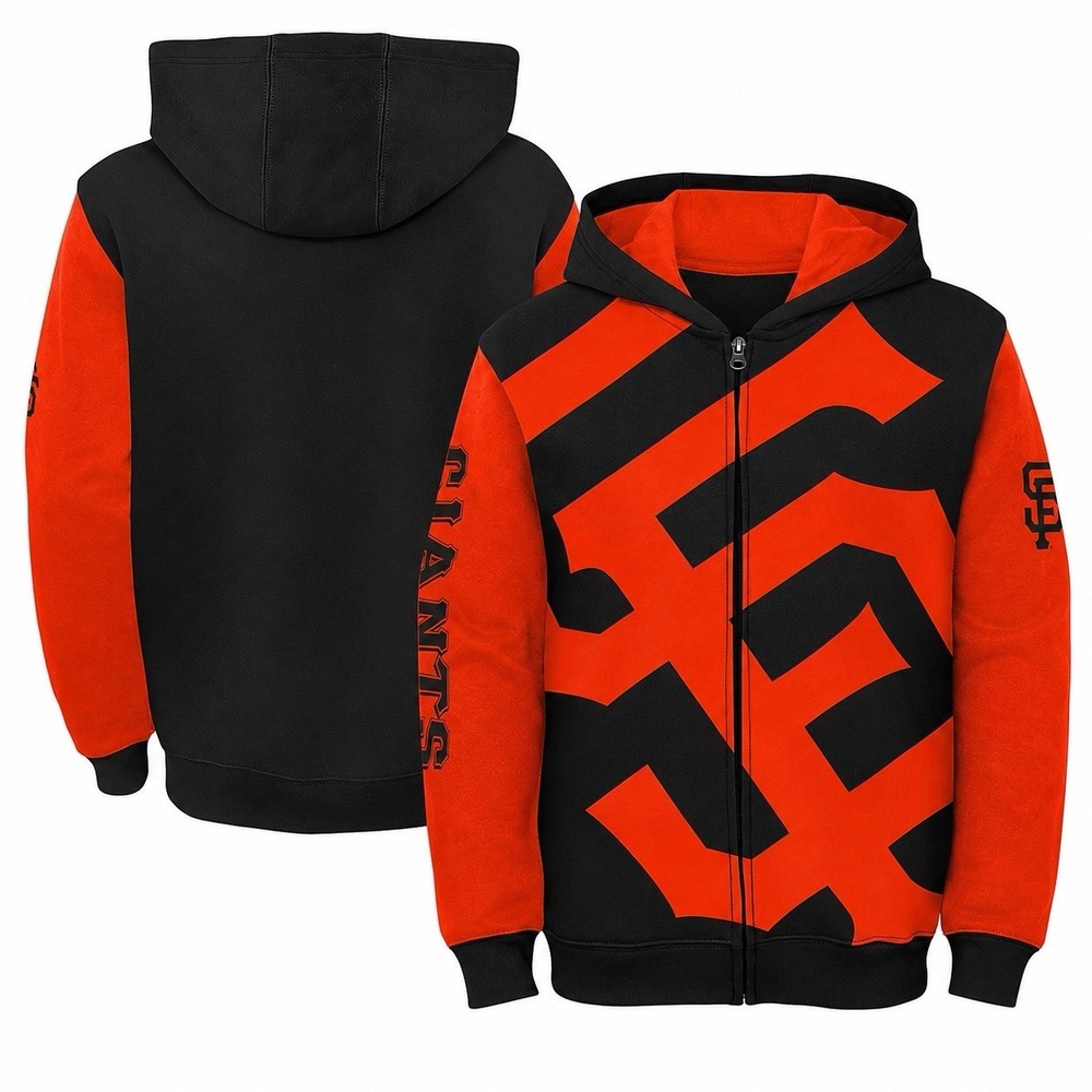 NWT MLB San Francisco Giants Youth XL 18/20 Full Zip Fleece Jacket Orange Black